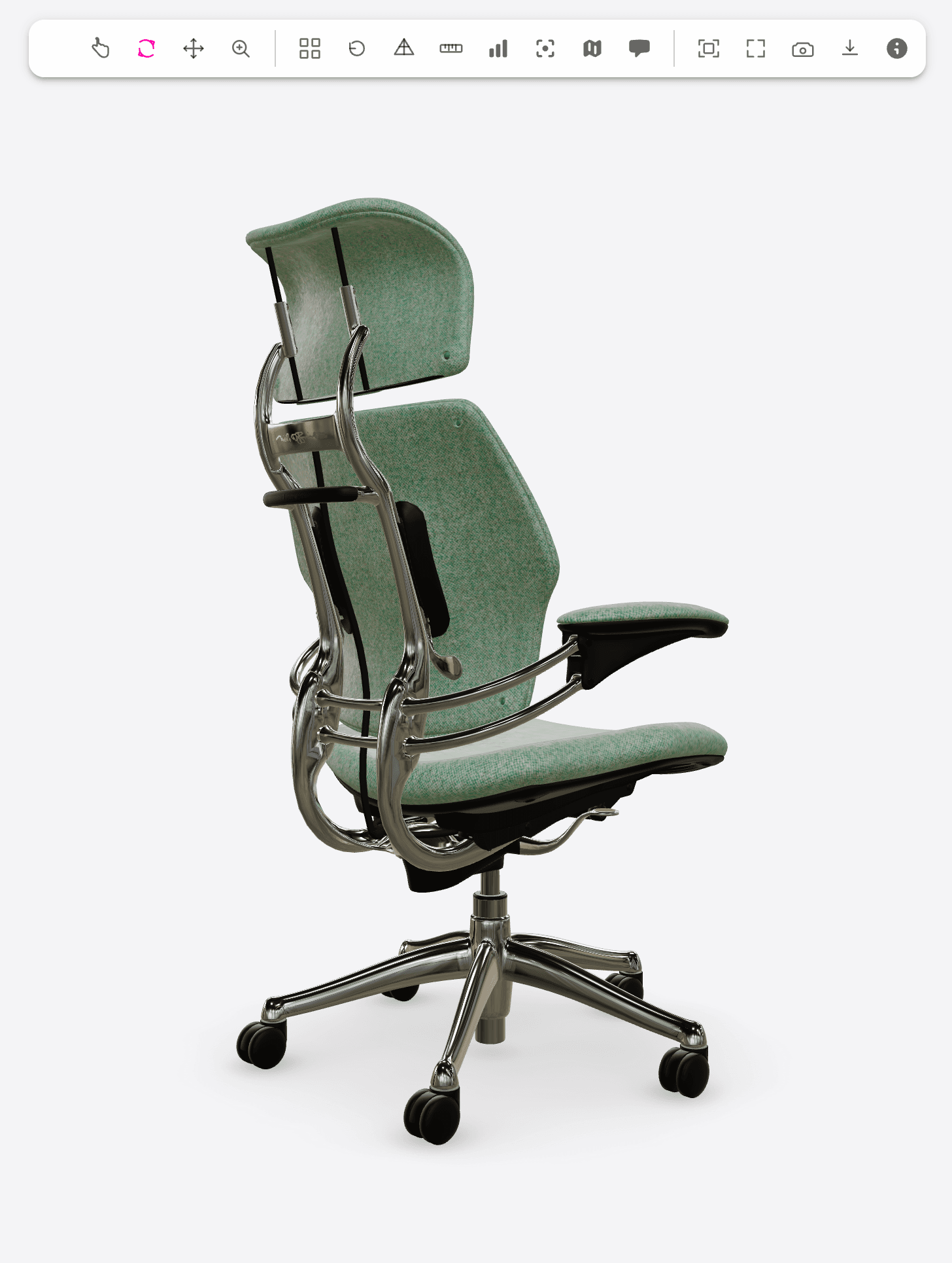 Vertcie showing a production-ready 3D chair asset inside the platform.